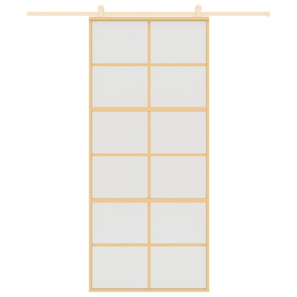 vidaXL Stumdomos durys, auksinės, 90x205cm, ESG stiklas ir aliuminis