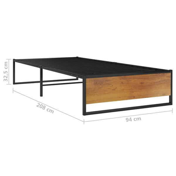 vidaXL Lovos rėmas, juodos spalvos, 90x200cm, metalas